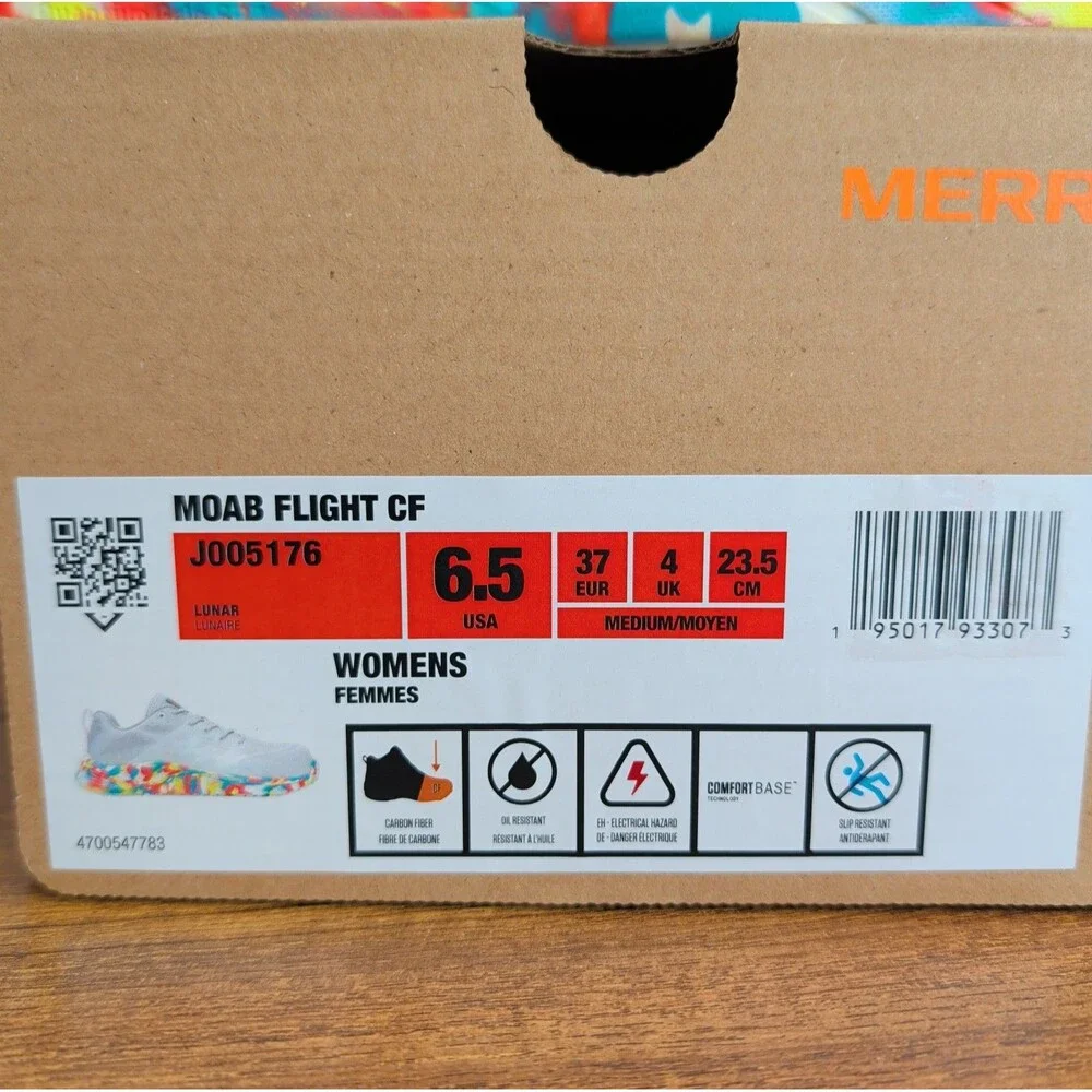 Merrell Moab Flight CF Lunar Work Shoes Gray Slip Resistant Carbon Fiber Toe NEW